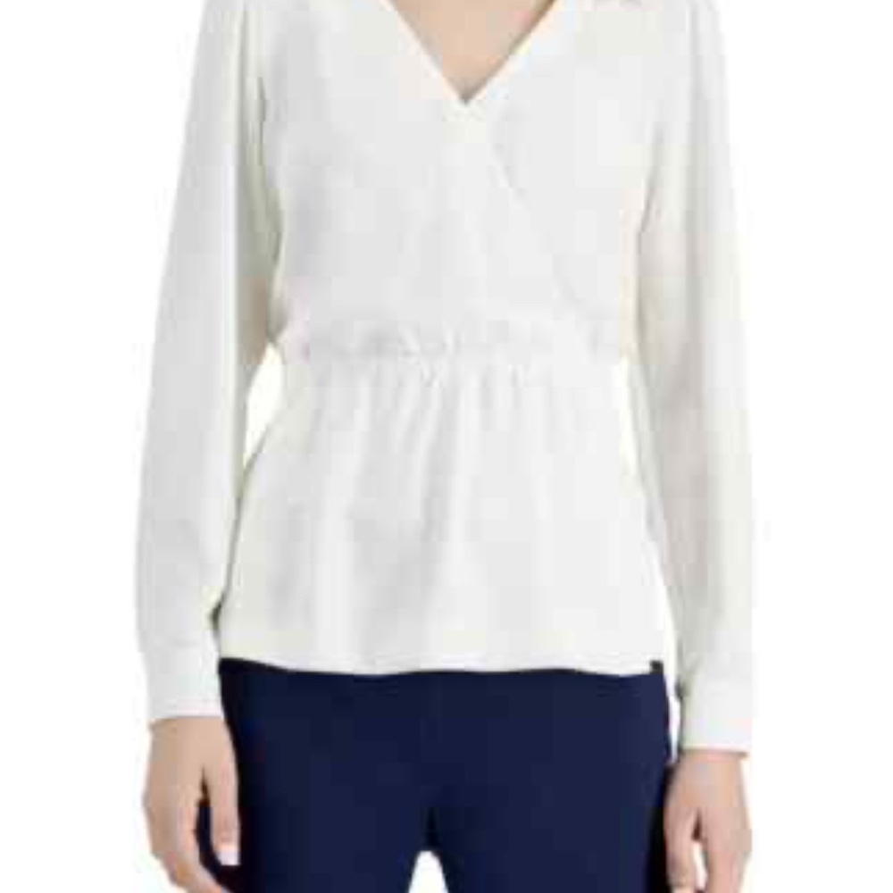 Alfani Cream Wrap Blouse with Notched Collar
